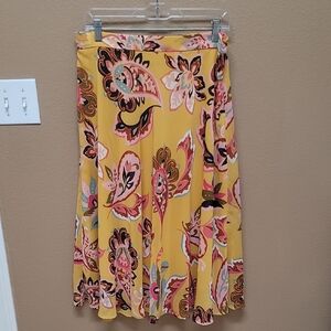 T Tahari Pink A-Line Pleated Midi Skirt